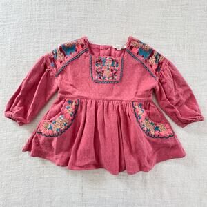 Louise Misha Pink Embroidered Dress GUC 24mo